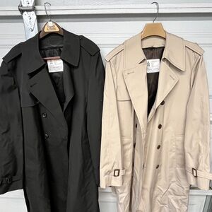 London Fog Black and Tan Trench Coats Timeless Elegance
